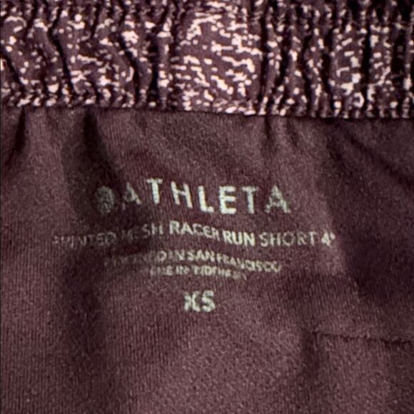 ATHLETA PRINTED MESH RACER RUN SHORTS 4” VIOLET STATIC SZ XS - Picture 3 of 10
